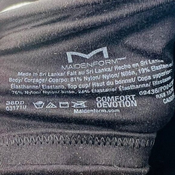 Maidenform T Shirt Bra Extra Coverage Size 38DD Style 09436 Black NWT - Picture 3 of 5